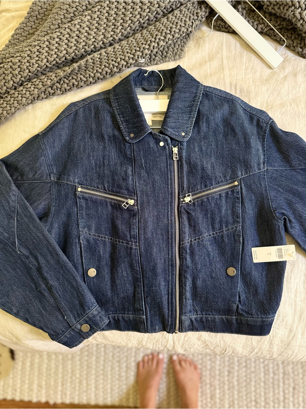 Anthro pilcro dark denim moto jacket